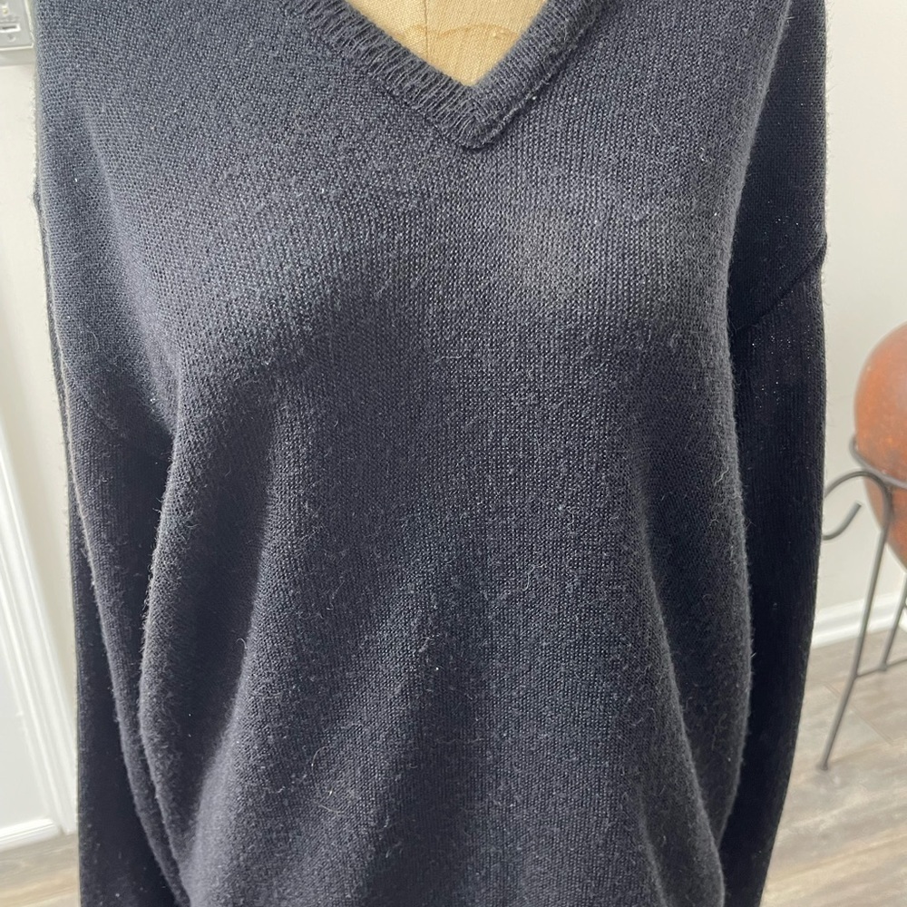 Vintage Sansabelt Golf Mens Black Orlon Acrylic Pullover Long Sleeve Sweater
